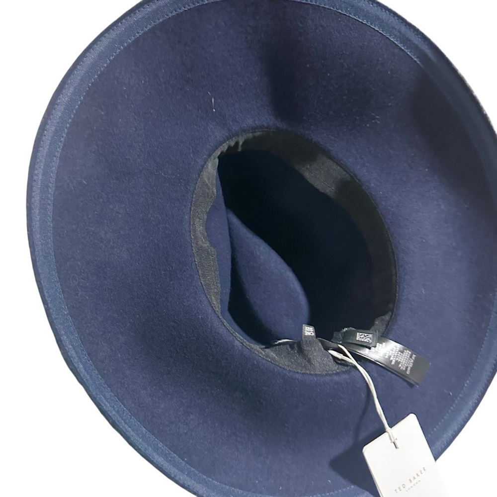 Ted Baker Rosieyy Navy Blue Wool Stud Detail Wide Brim Hat Size S/M NWT - Picture 4 of 8